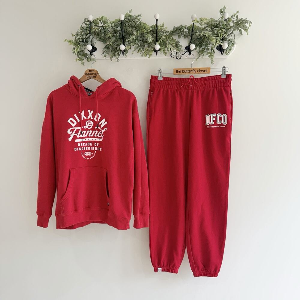 Women’s Dixxon Red Graphic Hoodie And Sweatpants Set Medium ts biker